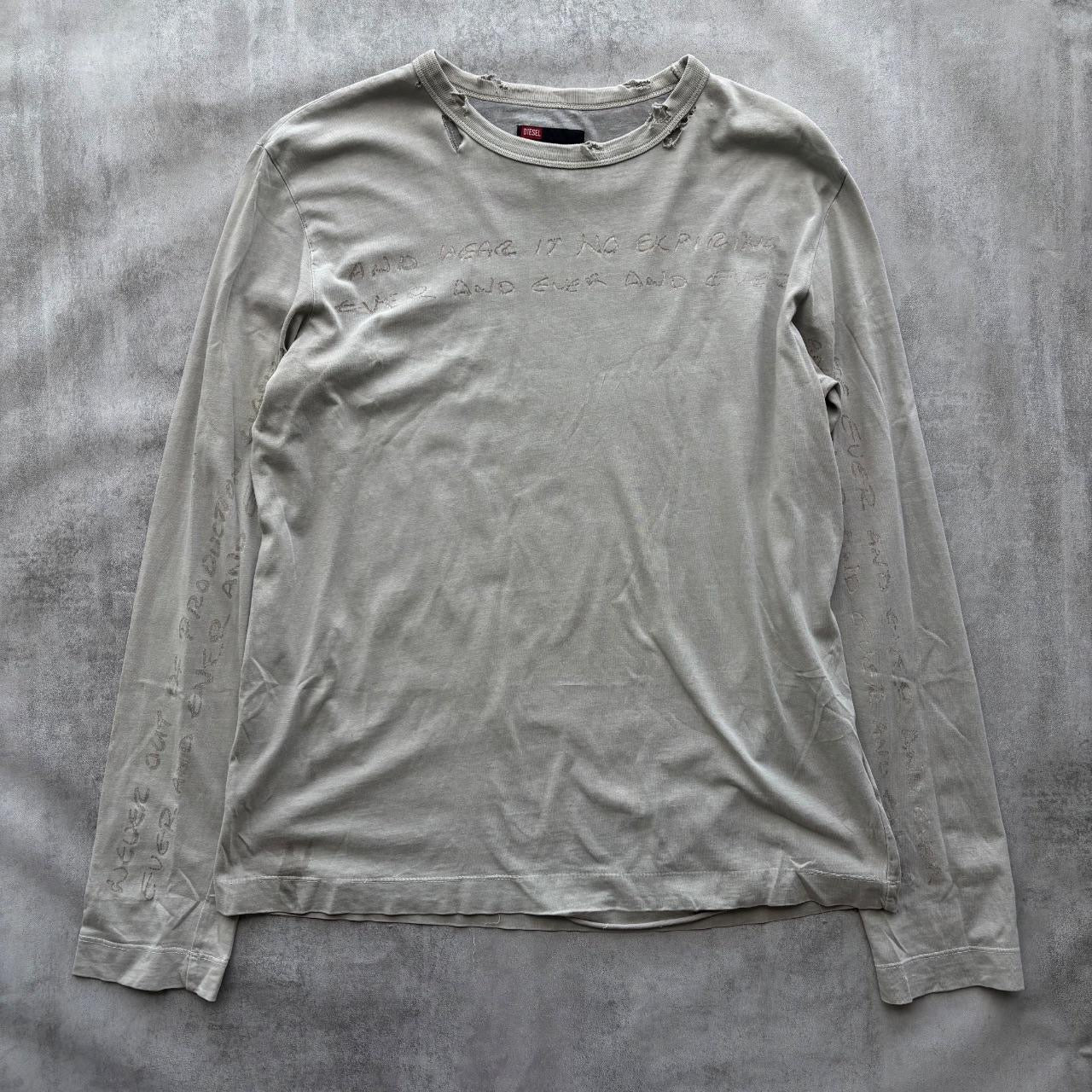 DIESEL DISTRESSED LONG SLEEVE | O/S, Light Grey