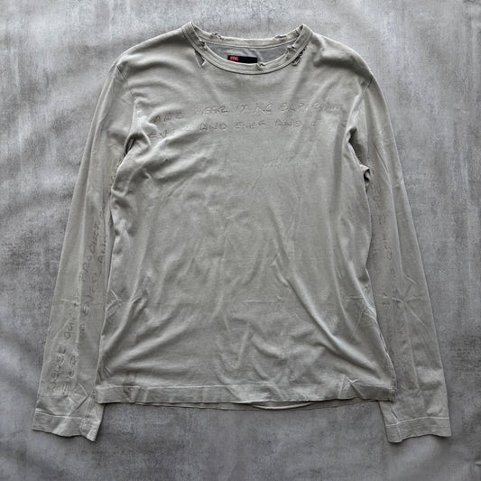 DIESEL DISTRESSED LONG SLEEVE | O/S, Light Grey