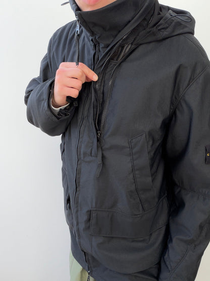 Stone Island AW00 Nylam Dutch Rope Liner Asymmetrical Overcoat | XX-Large, Black