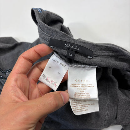 Gucci by Frida Giannini 2008 Ribbon Graphic Logo T-shirt - S/M | O/S, Grey