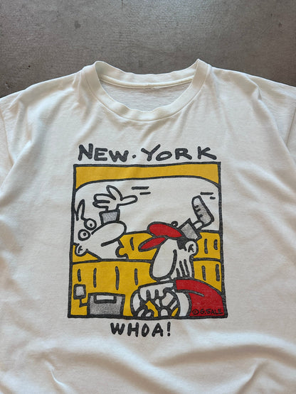 1990's New York Whoa T-Shirt - L | White, Red