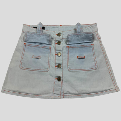 Gucci 2009 Denim Contrast Stitch Cargo Pocket Wraparound Miniskirt - IT38 | Default Title, Blue