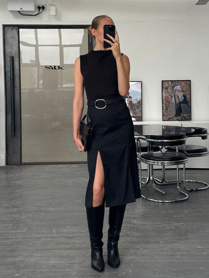 Vintage 1990s Pleated Midi Skirt - W26