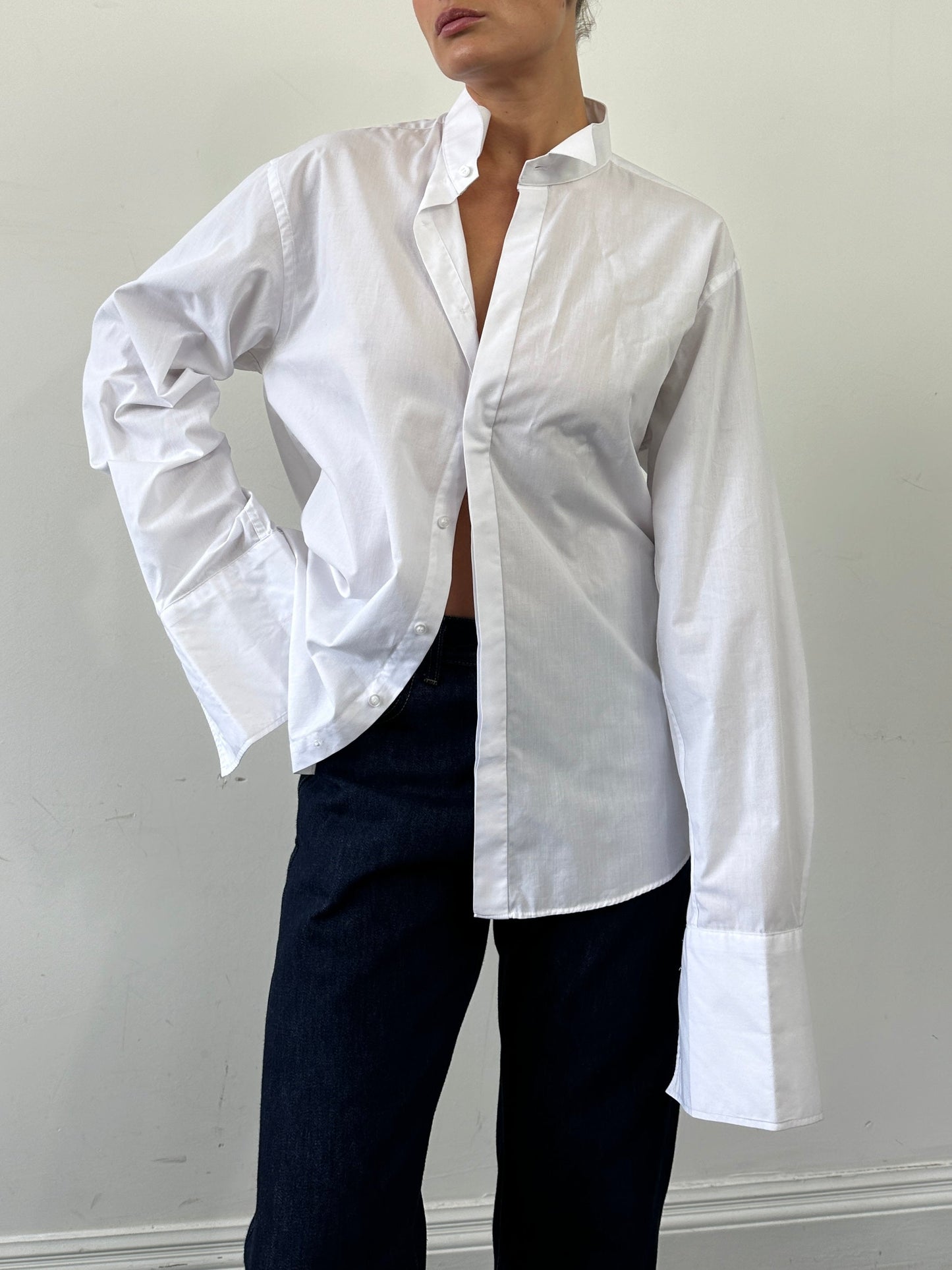 Vintage Cotton Wing Collar Dress Shirt - L/XL