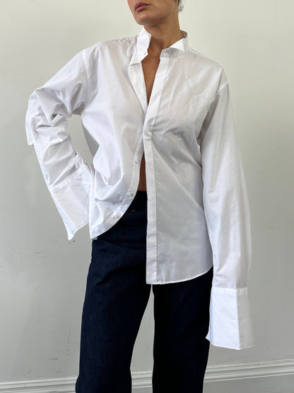 Vintage 2000s Wing Collar Cotton Tuxedo Dress Shirt - L/XL