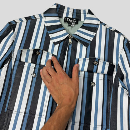 Dolce & Gabbana 00’s Leather Striped Blouson Work Jacket - M | Default Title, Multicoloured