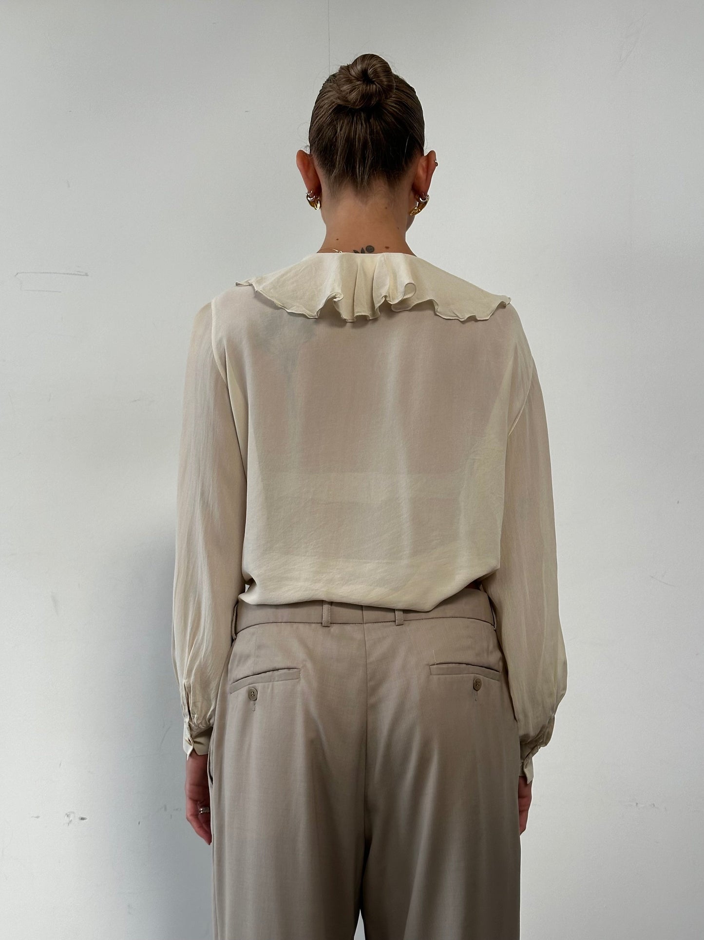 Max Mara Pure Silk Frill Wrap Blouse - L