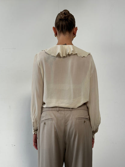 Max Mara Pure Silk Frill Wrap Blouse - L