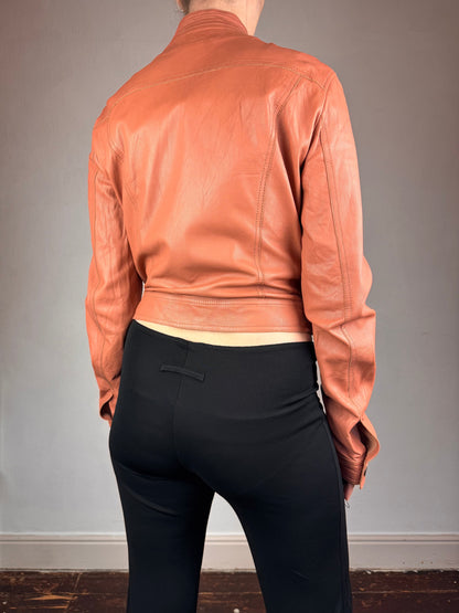D&G 2000s salmon pink leather utility jacket | Salmon Pink, Salmon Pink