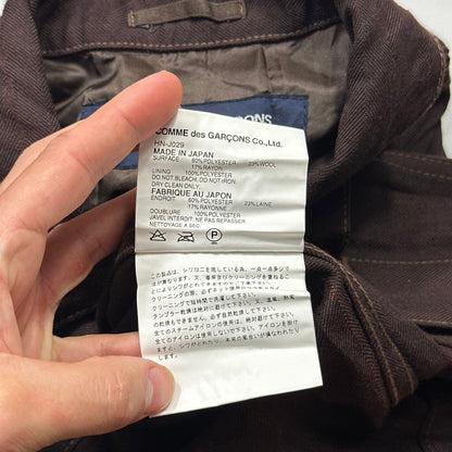 CDG Homme 2004 Crinkle Striped Work Jacket - L (M) | Medium, Brown