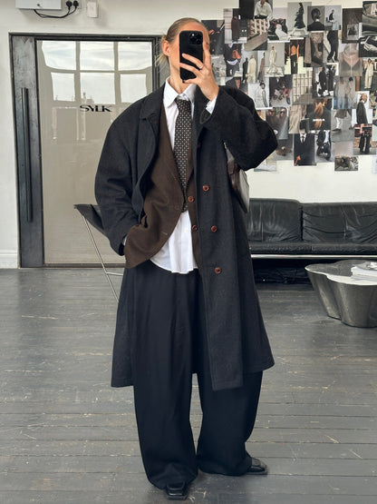 Vintage 1990s Wool Cashmere Concealed Placket Coat - XL