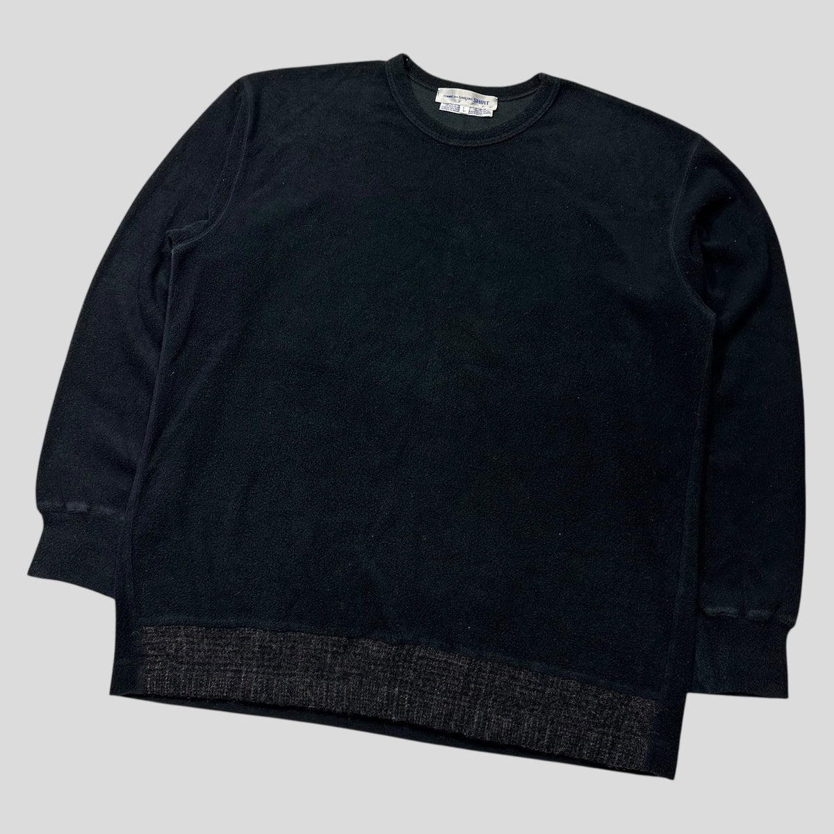 CDG SHIRT 1994 Wool Panel Towelled Fleece Sweatshirt - L/XL | Large, Black