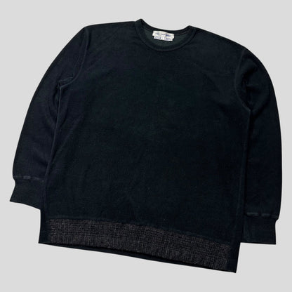 CDG SHIRT 1994 Wool Panel Towelled Fleece Sweatshirt - L/XL | Large, Black