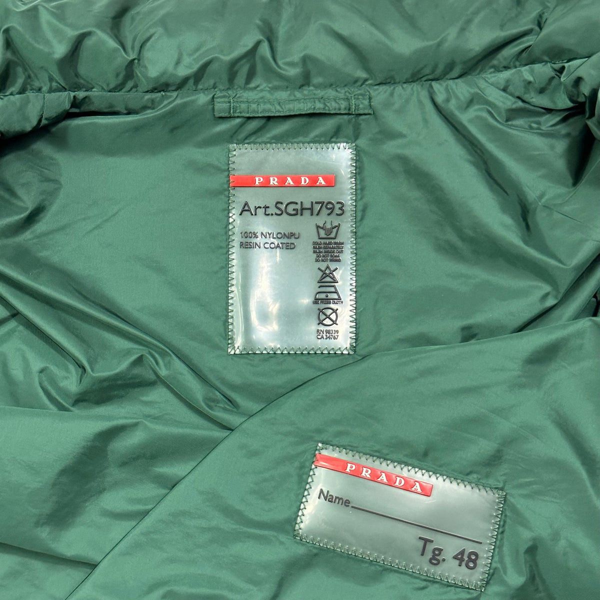 Prada Milano 2015 Emerald Contrast Zip Nylon Windbreaker | Medium, Green
