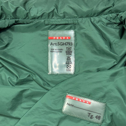 Prada Milano 2015 Emerald Contrast Zip Nylon Windbreaker | Medium, Green