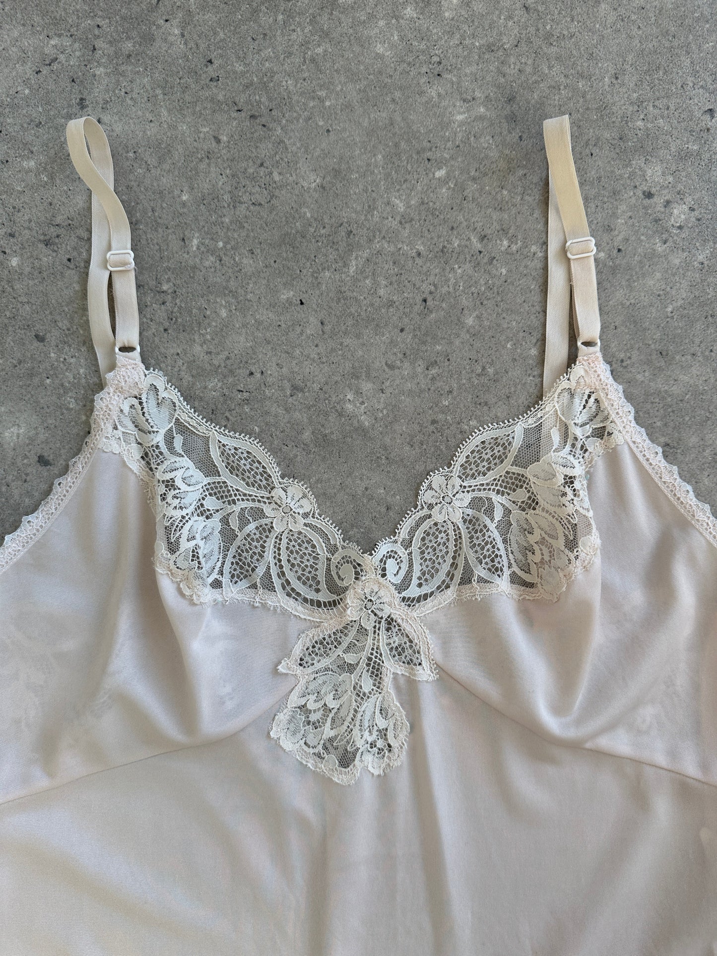 Japanese Vintage 1980s Lace Satin Slip Dress - M