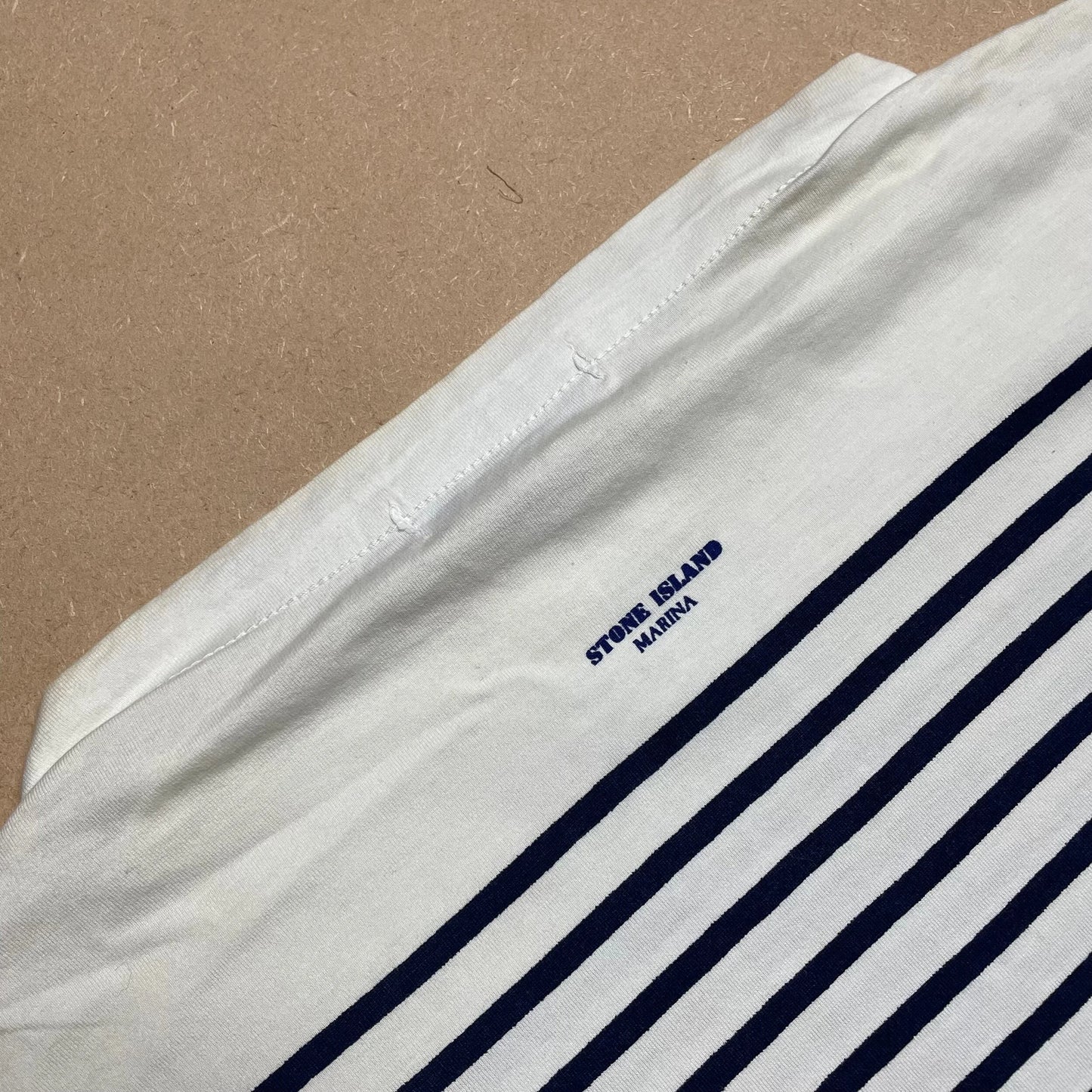 S/S 1989 Denim Blue Striped ICE JACKET Marina Spell Out T-shirt