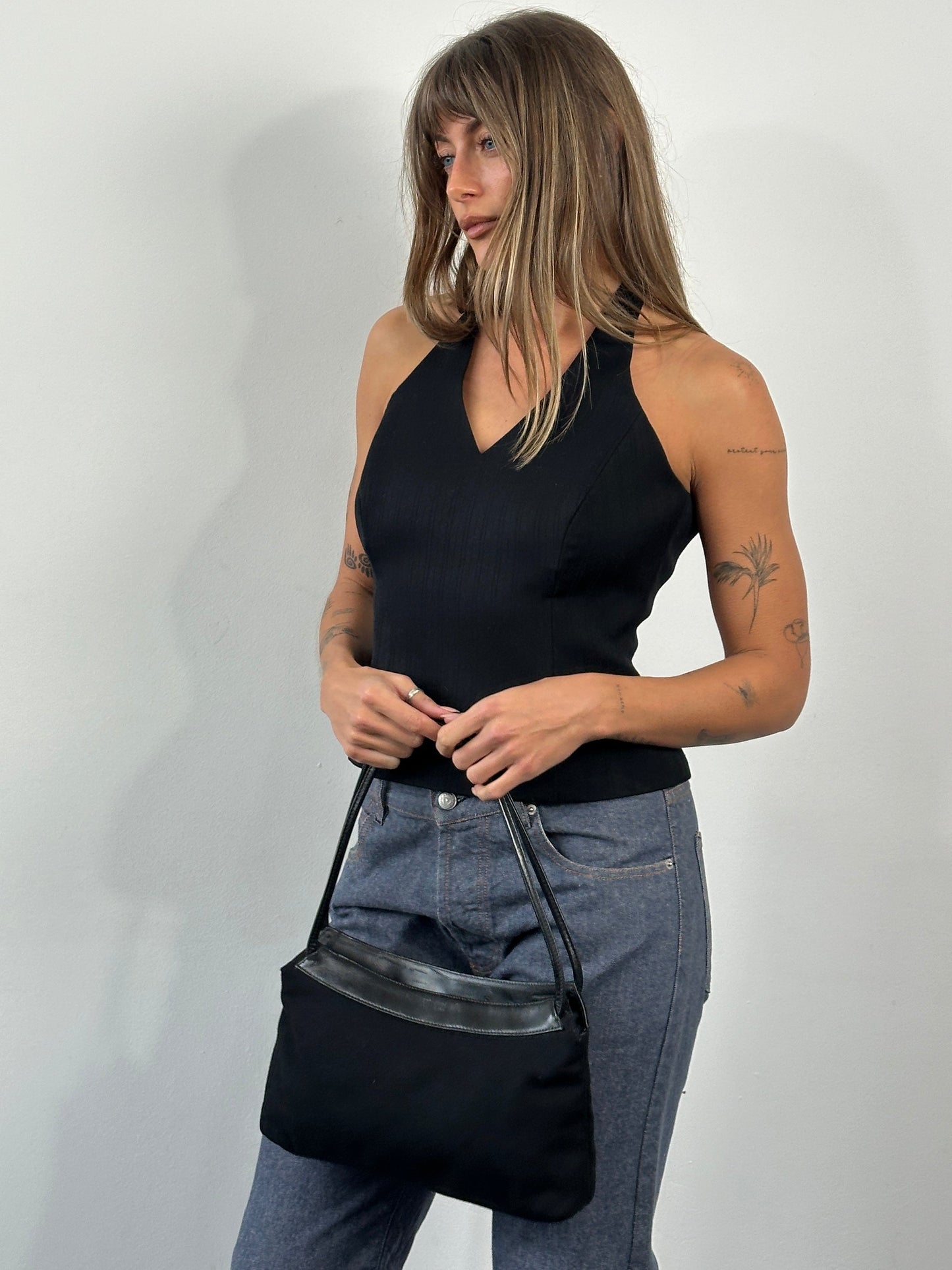 Vintage 2000s Structured Halterneck Top - L