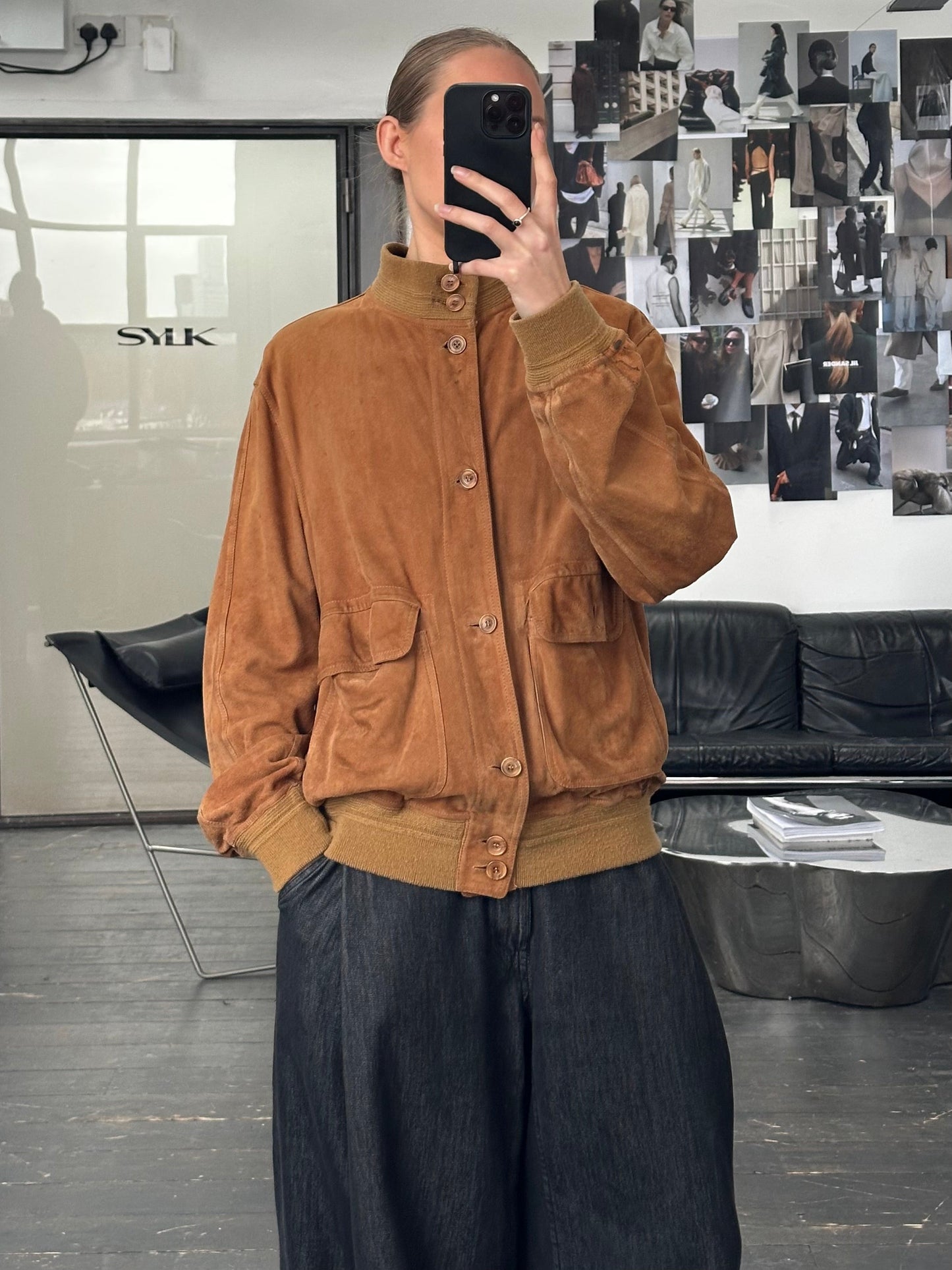 Italian Vintage 1980s Reversible Suede Leather Jacket - L