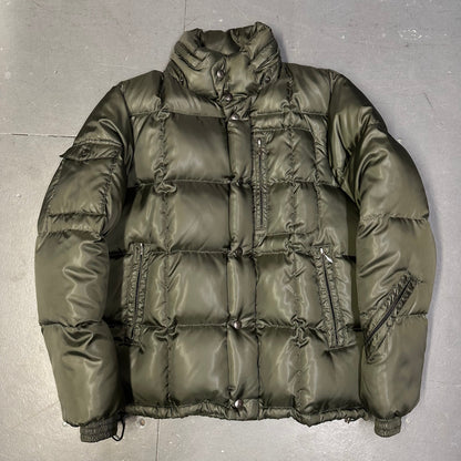 Takeo Kikuchi Puffer Jacket With Fur Hood In Olive Green ( L )
