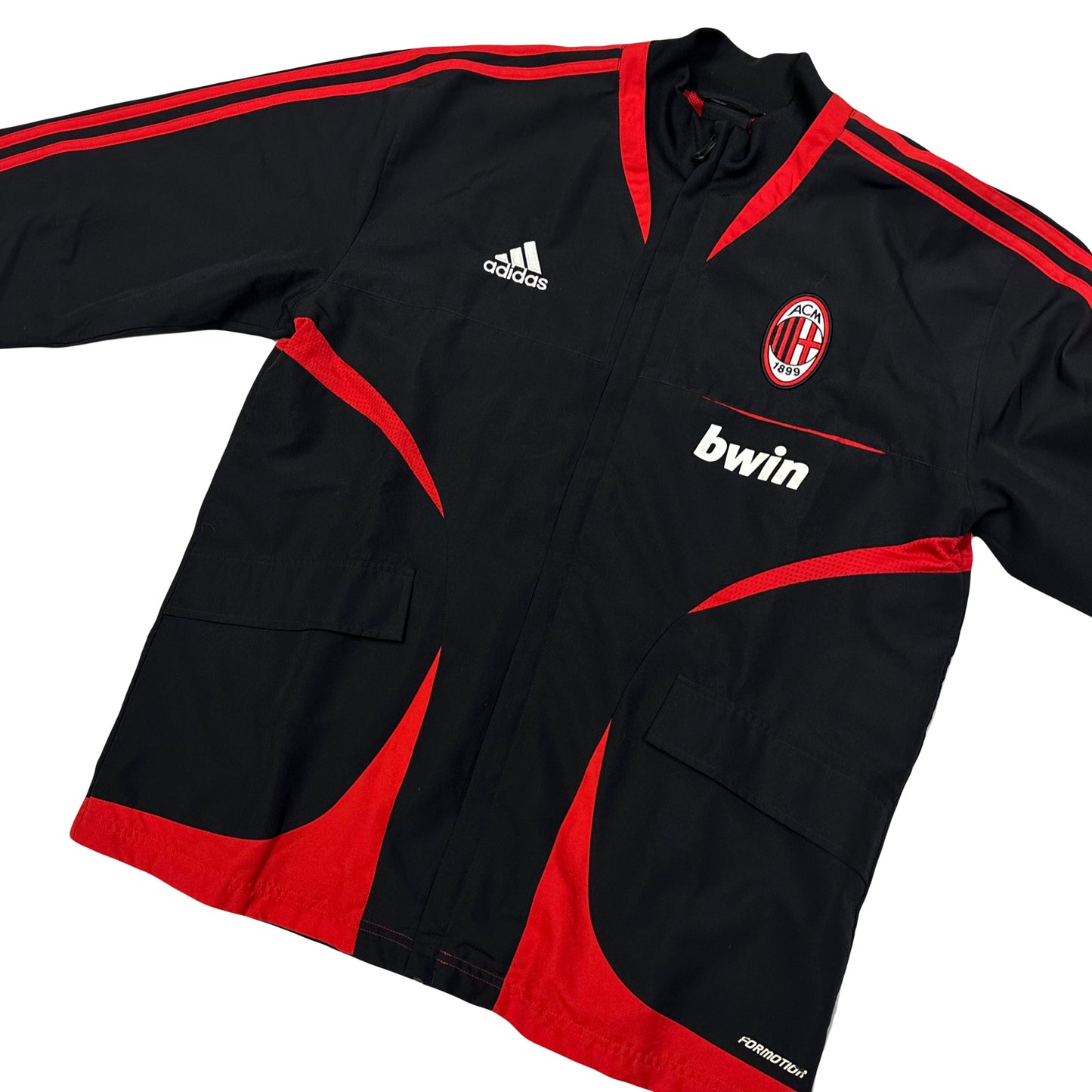 Adidas 2008/09 AC Milan Tracksuit Top In Black & Red ( M )