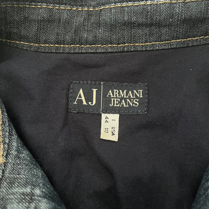 2000s armani jeans frayed blue denim jacket | Blue, Blue