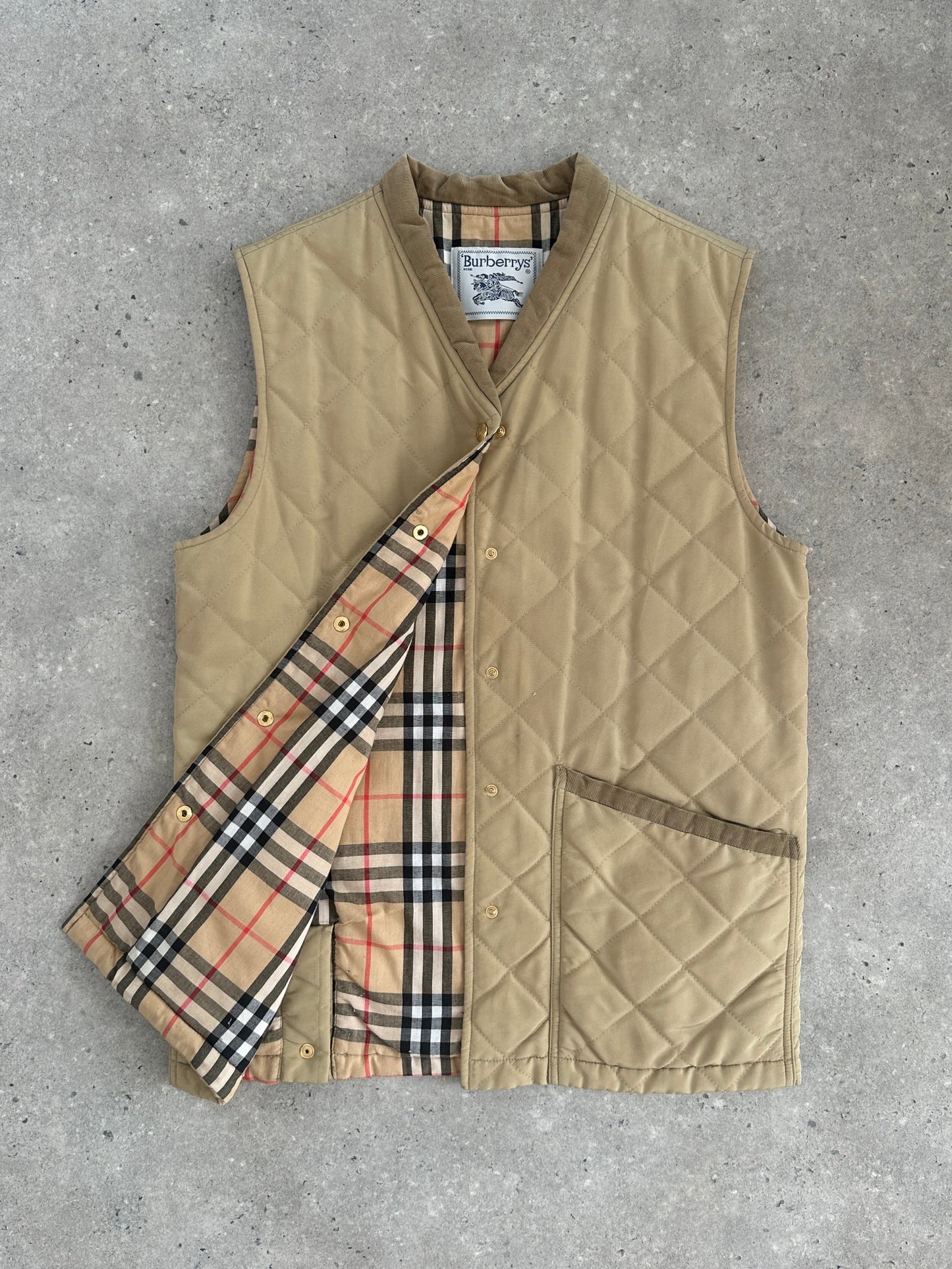 Burberry 1990s Nylon Bespoke Button Nova Check Gilet - M