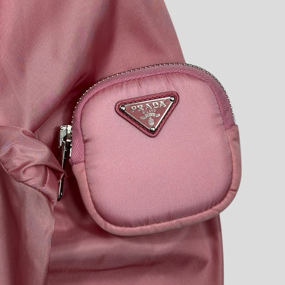 Prada 2020 Baby Pink 3D Triangle Plaque Pouch Re-Nylon Jacket - IT36 (XS-S)