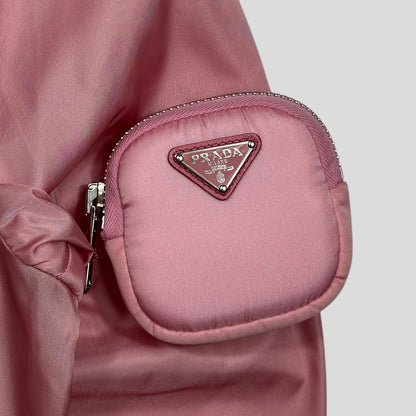 Prada 2020 Baby Pink 3D Triangle Plaque Pouch Re-Nylon Jacket - IT36 (XS-S)