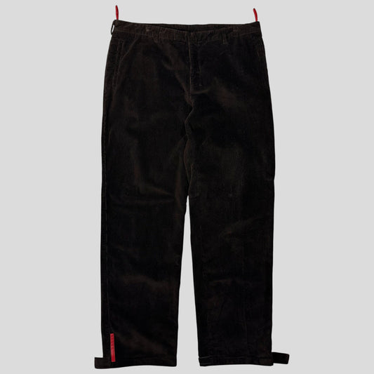 Prada Sport 00’s Baggy Adjustable Needle Corduroy Trousers - IT54 | Default Title, Brown