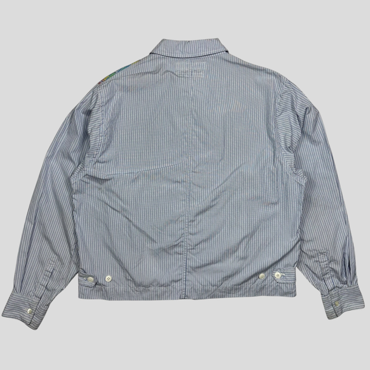 Comme Des Garçons SHIRT 90’s Plaid Striped Boxy Work Jacket - M | Blue