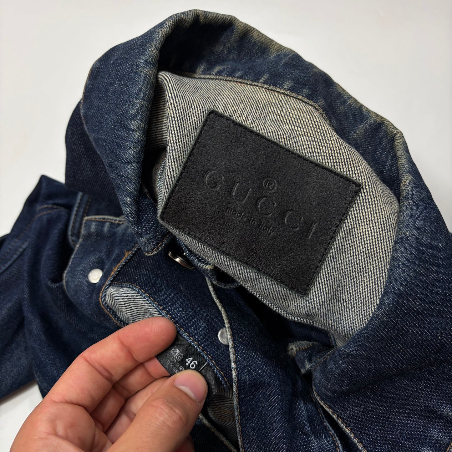 Gucci by Tom Ford 00’s Web Stripe Boxy Denim Mens Jacket - IT46 | Default Title, Blue