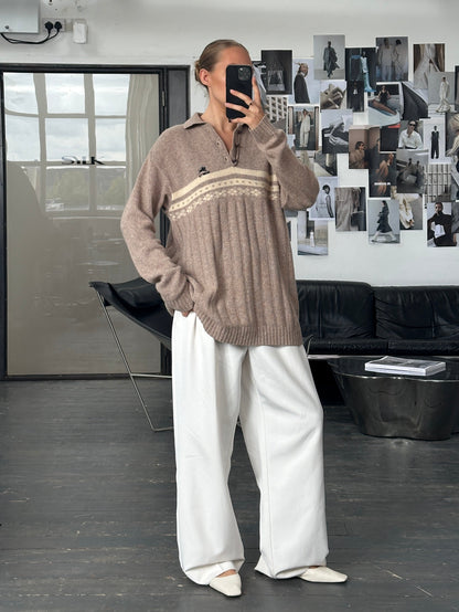 Burberry 1990s Wool Fair Isle Logo Polo Jumper - XL