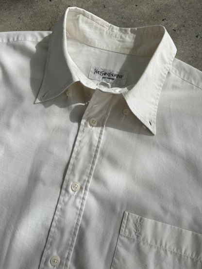 Yves Saint Laurent 90s Cotton Logo Shirt - XL