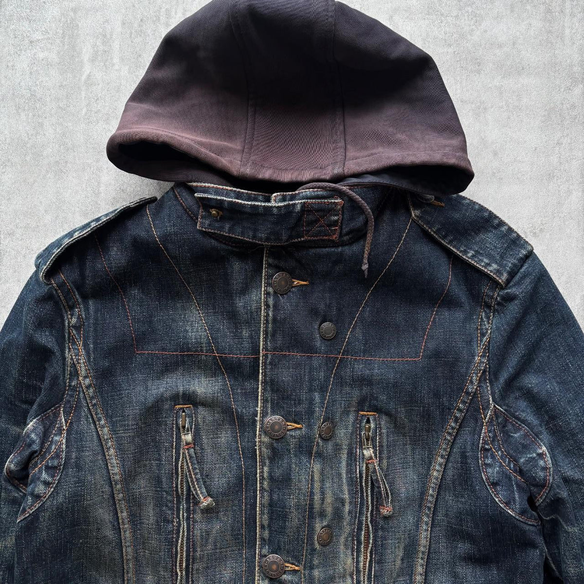 ARMANI DENIM PARKA JACKET | O/S, Faded Denim