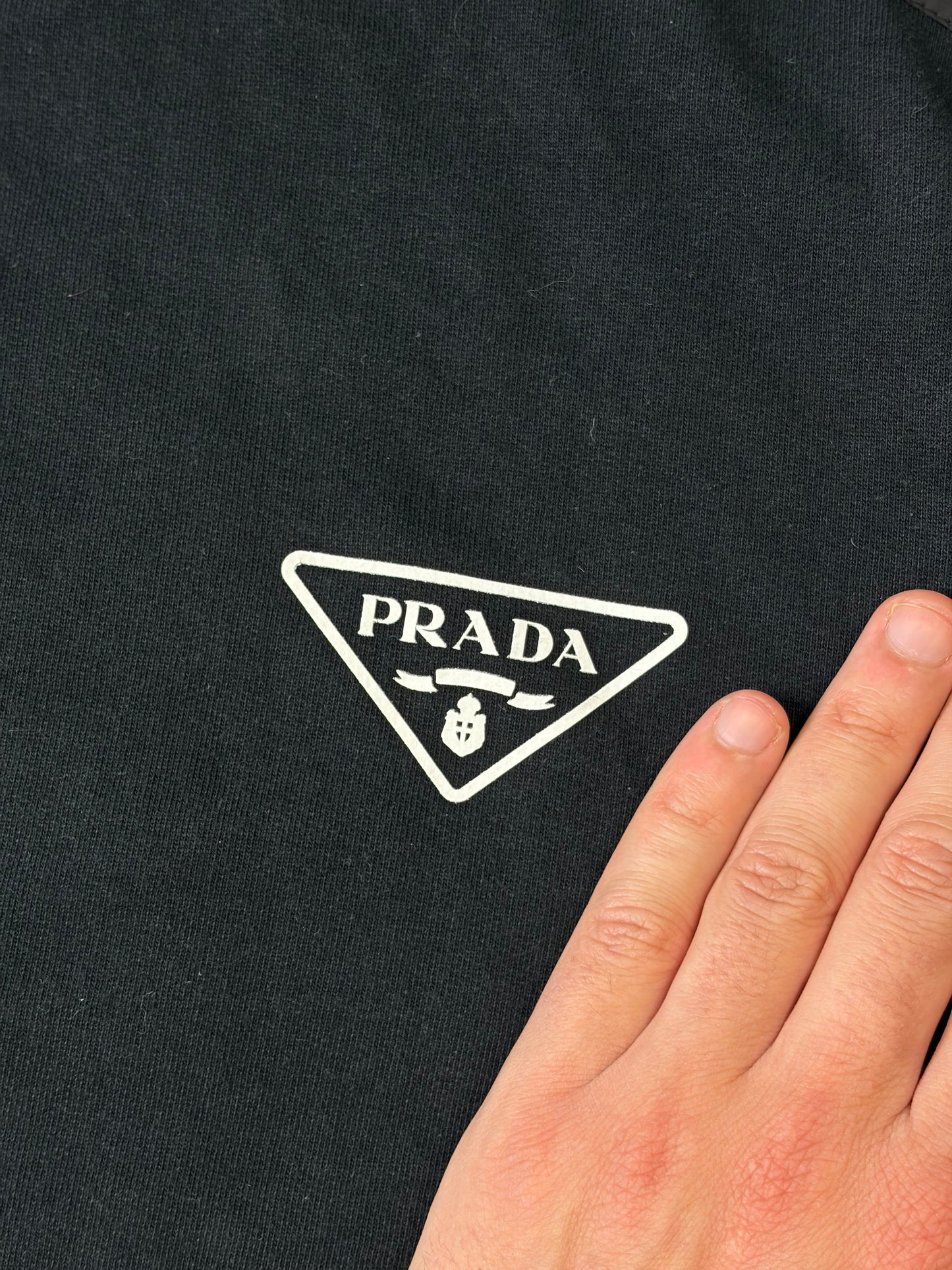 Prada 2022 Triangle Graphic Logo Nylon Panelled Hoodie Jacket - M | O/S, Black