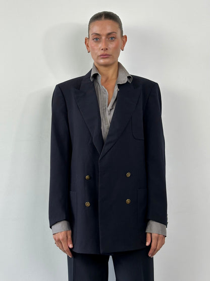 Burberry Bespoke Button Pure Wool Double Breasted Blazer - L