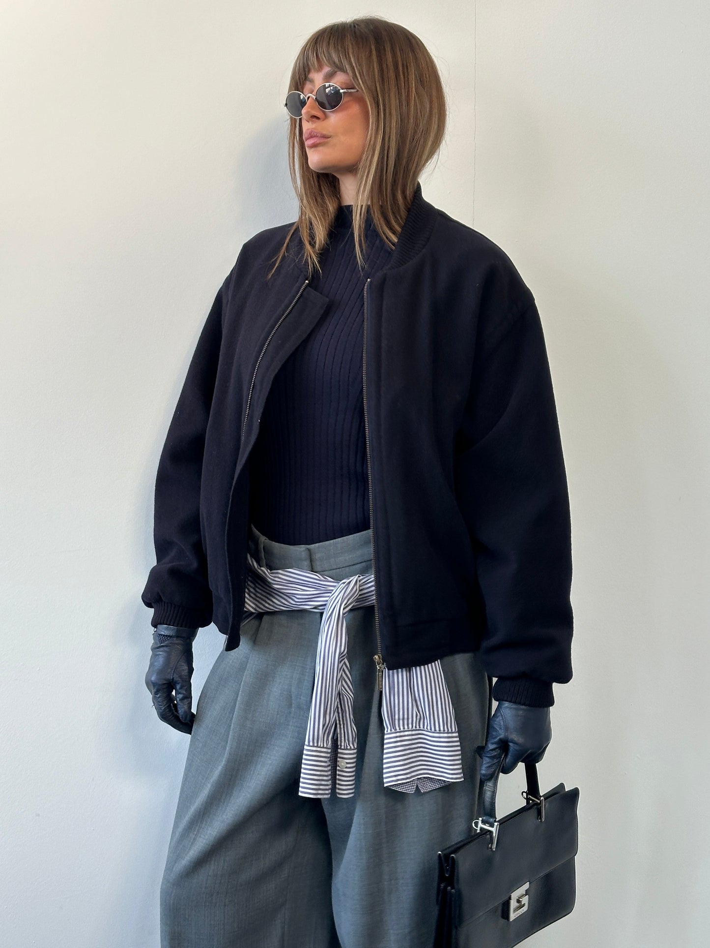 St Michael 1980s Pure Wool Bomber Jacket - L