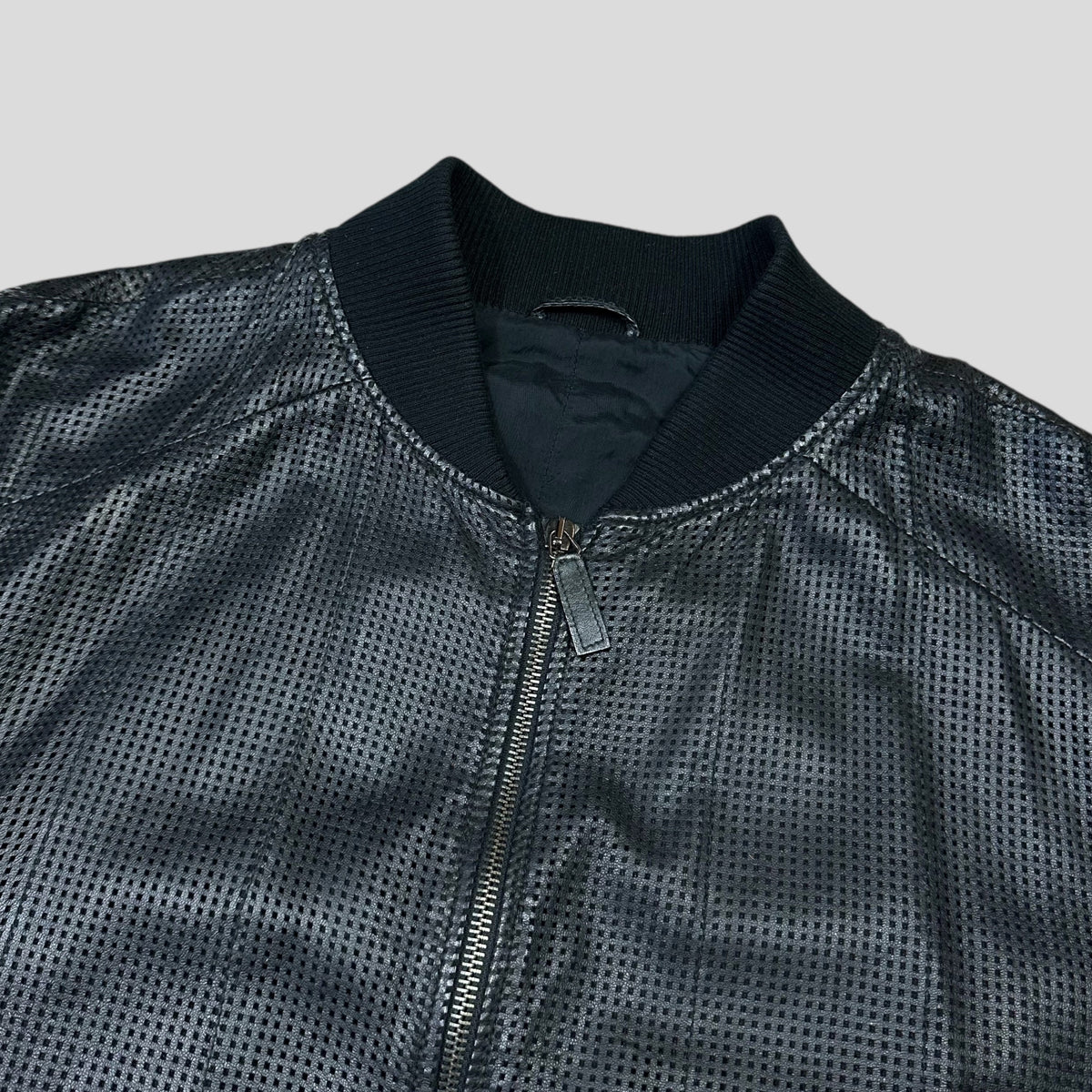 Emporio Armani 2009 Perforated Mesh Lambskin Leather Bomber - IT52 (M) | Large, Burgundy