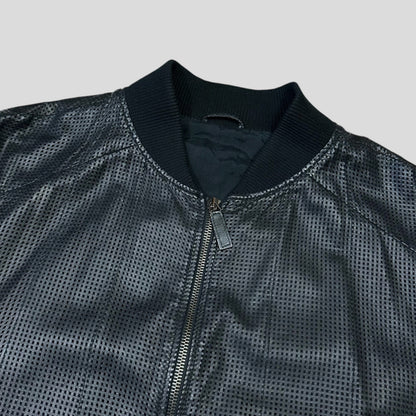 Emporio Armani 2009 Perforated Mesh Lambskin Leather Bomber - IT52 (M) | Large, Burgundy