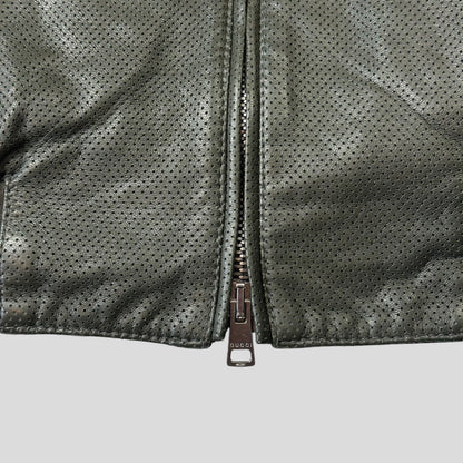 Gucci by Tom Ford 00’s Perforated Nappa Leather Green Bomber Jacket - IT52 | Default Title, Green