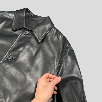 Prada Milano AW98 Wool Lined Gloss Leather Matrix Trench Coat - IT50 | Default Title, Black