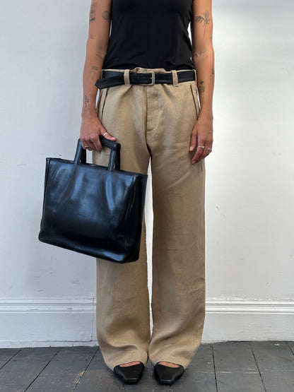 Versace 1990s Pure Ramie Wide Leg Trousers - W34