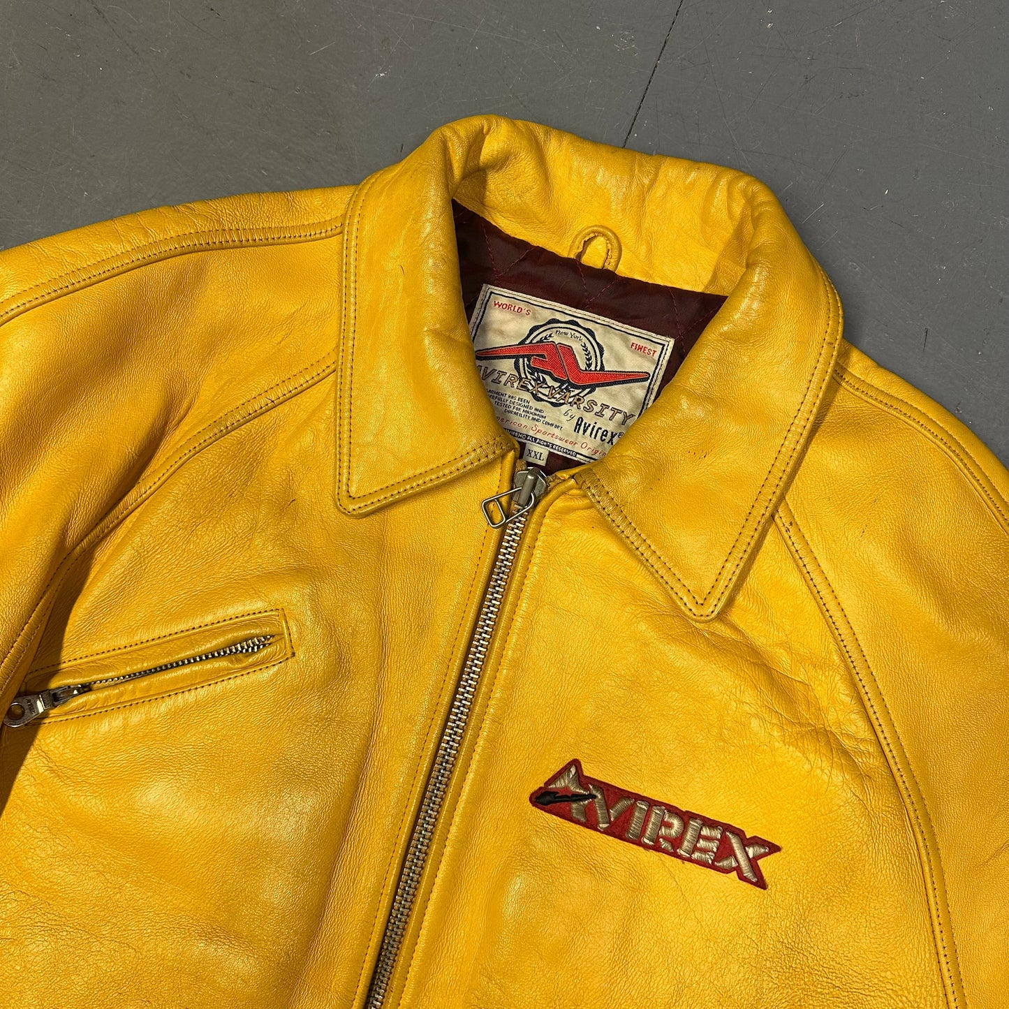 Avirex Leather Jacket In Yellow ( XXL )