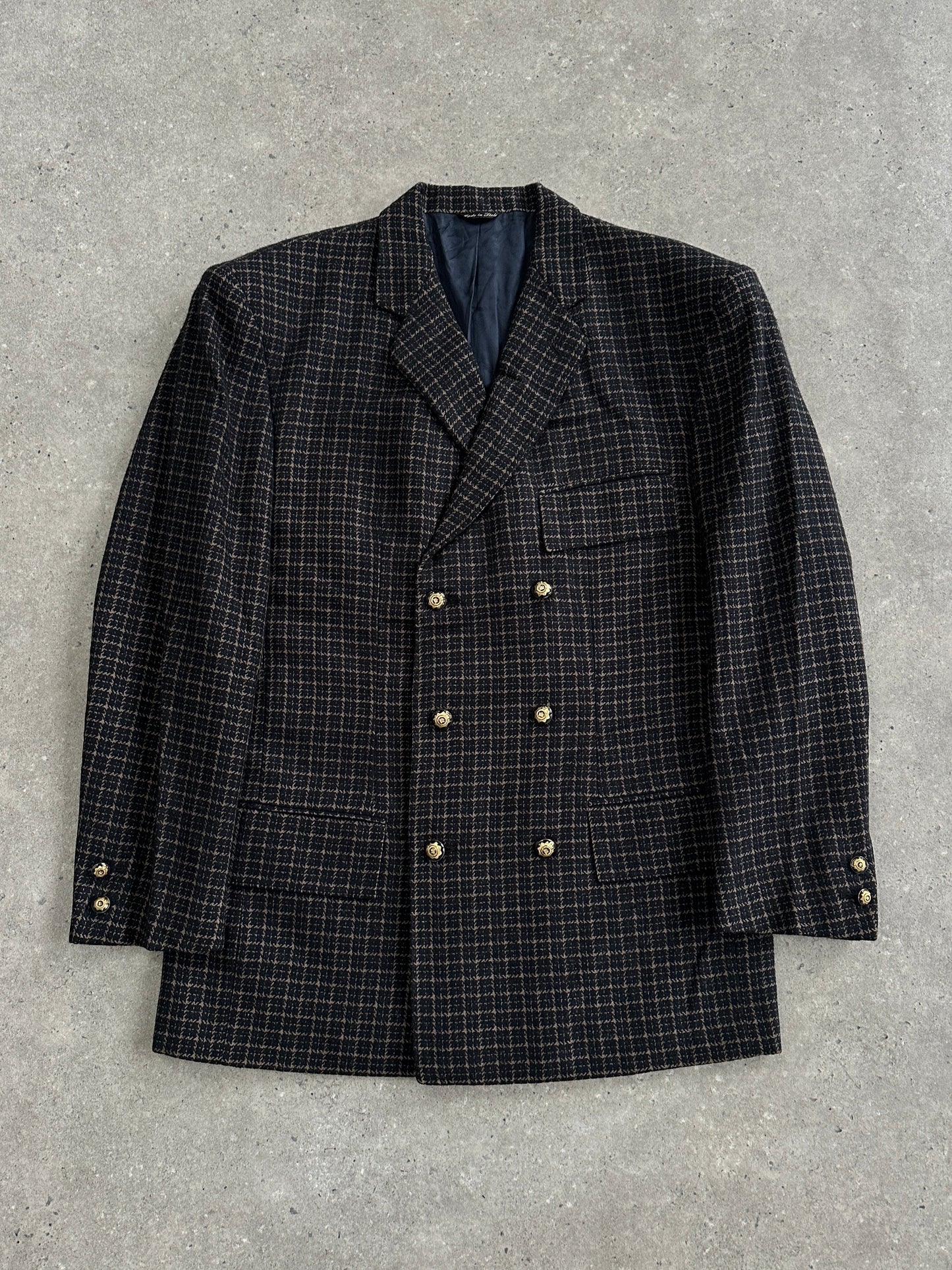 Gianni Versace Cashmere Wool Bespoke Button Check Blazer - L/XL