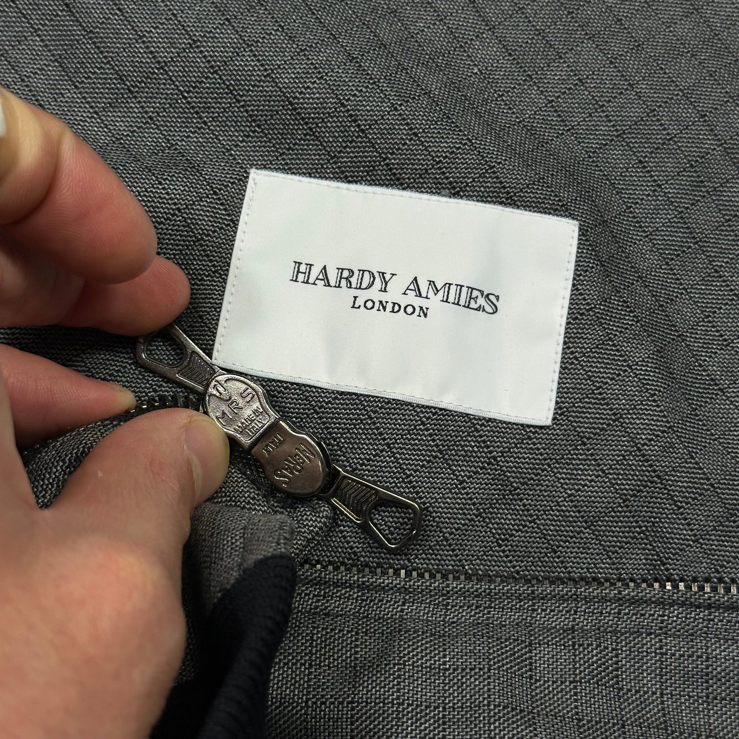 Hardy Amies AW07 Ripstop Grid Asymmetrical Harrington Jacket - M | Default Title, Grey