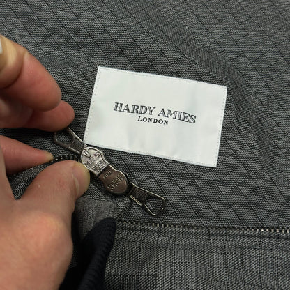 Hardy Amies AW07 Ripstop Grid Asymmetrical Harrington Jacket - M | Default Title, Grey