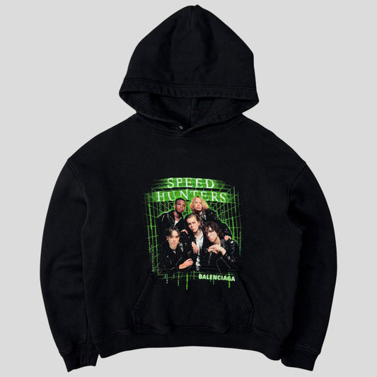 Balenciaga 2018 Speed Hunters Cropped Graphic Hoodie - S | O/S, Black