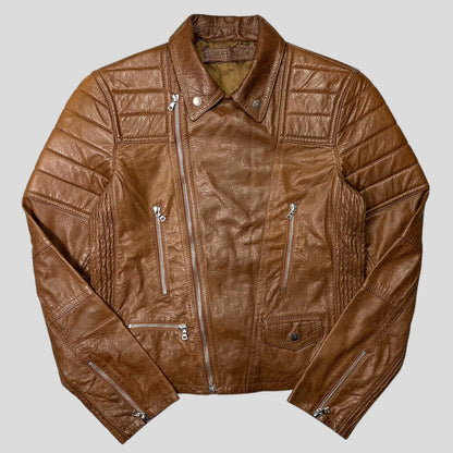 Neil Barrett 2012 Leather Padded Brown Multipocket Moto Jacket - S | Default Title, Brown