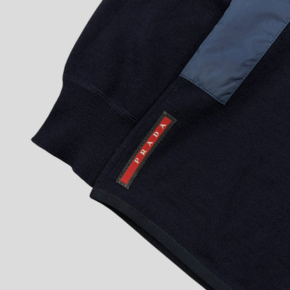 Prada Milano 2017 Nylon Panelled Red Tab Logo Knit Cardigan - IT52 | O/S, Multicoloured